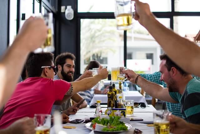 Home people having drink at daytime